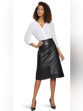 NYDJ Faux Leather A-line Skirt Sculpt-Her™ Collection Size 2 In Black NWOT